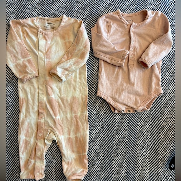 Pehr 2pk Organic Cotton Tie Dye Coverall Suit & Pink Bodysuit Bundle - Picture 2 of 14
